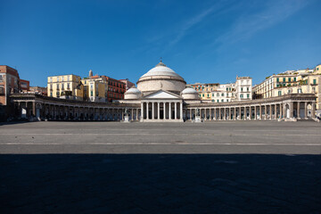 Piazza del Plebiscito and the Cathedral of San Francesco di Paola in Naples.