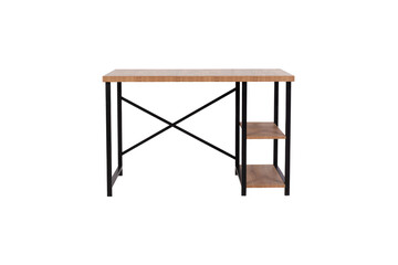 Modern Industrial Desk with Shelves - Sturdy Metal Frame, Wooden Top, and Storage for Home Office, Study, or Workspace