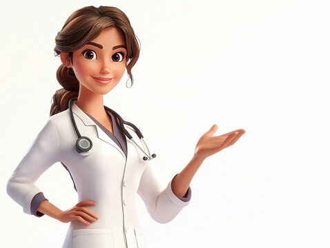 Female smiling doctor showing free copyspace. Docktor mock up.
