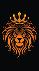 Lion and crown logo isolated background