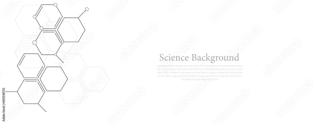Wall mural geometric abstract background with black and white hexagons. structure molecule and communication. s