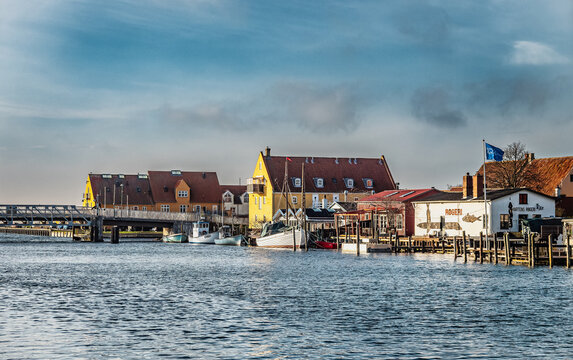 Charming Coastal Village Karrebaeksminde with Colorful Houses and Boats, Denmark
