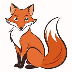 Sleek Fox Outline Graceful Form with Flowing Lines and Curled Tail