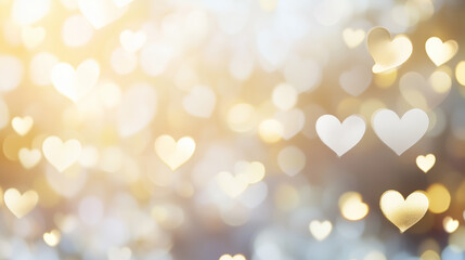 Obraz premium Romantic heart-shaped bokeh lights with warm golden glow