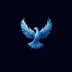 Fototapeta premium white dove with outstretched wings, against a black background.