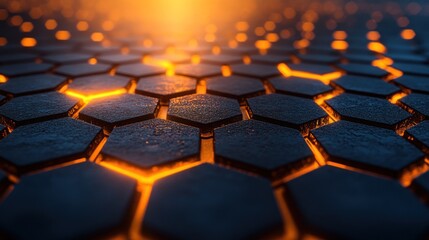 Fototapeta premium Illuminated Hexagonal Pattern with Warm Glow