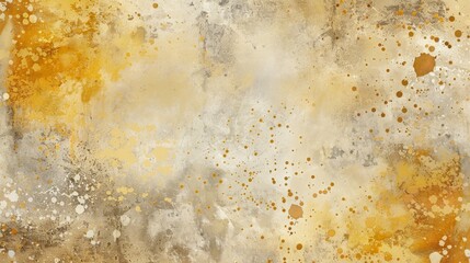 Background has a mix of brown, yellow, and beige hues with dotted textures
