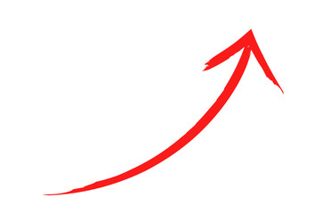 上昇する赤色の矢印イラスト