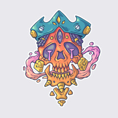 Fototapeta premium A pirate's skull. Cartoon vector character. Trendy style. Vector illustration.