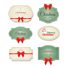 Set of Merry Christmas and Happy New year labels. Vector illustration