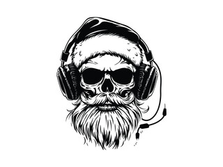 Podcast Skull Santa Silhouette Collection - Christmas Skull Vector Designs