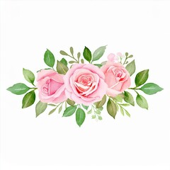 pink roses and green leaves arrangement decoration floral poster invite arrangements for greeting card or invitation design