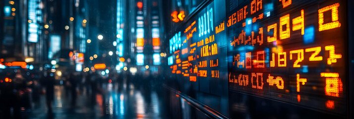 Electronic Stock Market Ticker Display Showing Share Prices