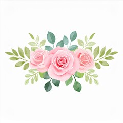 pink roses and green leaves arrangement decoration floral poster invite arrangements for greeting card or invitation design