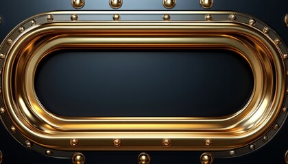 Obraz premium Golden Oval Frame with Studs on Black Background