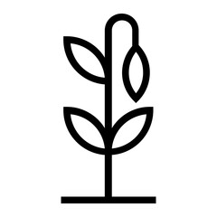 Wilted Plant Flower Icon in Outline Line Style
