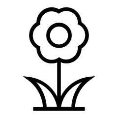 Plant Flower Single Icon in Outline Line Style