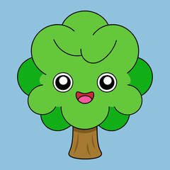 This cute tree character is ideal for children's books, eco-friendly branding, comics, and nature-themed illustrations, adding charm to any kids' media or eco-focused project.