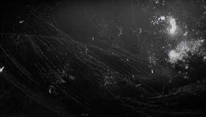Dark Grunge Texture with Intricate Scratch Marks and White Paint Splatter. Ideal for Industrial, Abstract, and Urban Design Backgrounds or Distressed Visual Effects in Graphic Projects