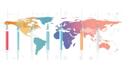 Infographic showing global vaccination rates over time.