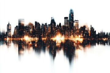 Obraz premium A cityscape with many buildings, urban landscape