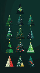 Obraz premium Set of Abstract Christmas Tree - Modern Design Element Illustrations for Your Xmas Project, Vector