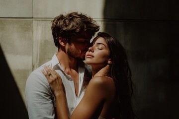 Naklejka premium A couple standing side by side, likely in a romantic or social setting