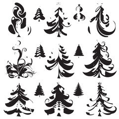 Obraz premium Set of Abstract Christmas Tree - Modern Design Element Illustrations for Your Xmas Project, Vector