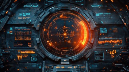 Fototapeta premium Layered HUD with health stats and mission objectives for a game setting.