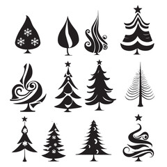 Obraz premium Set of Abstract Christmas Tree - Modern Design Element Illustrations for Your Xmas Project, Vector