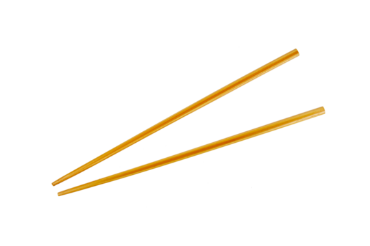 two asian bamboo chopsticks isolated on white or transparent png