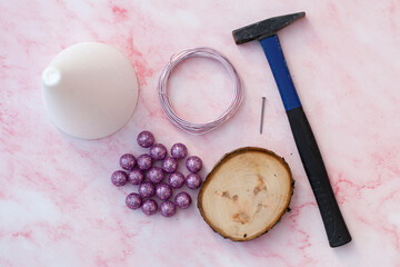 Step by step. Christmas tree decoration from string. Step 1 from 7.