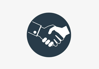 Obraz premium vector icon of handshake in circle, simple minimalistic style, white background, vector illustration