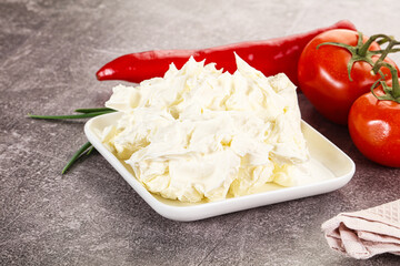 Soft Philadephia cheese in the bowl
