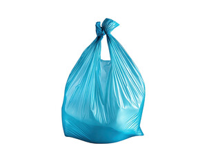 Blue garbage bag on transparent background.