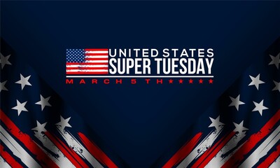 super tuesday with US flag , vektor background banner .