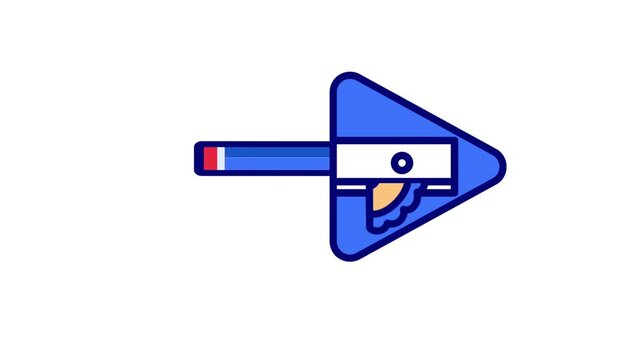 Animation of a pencil sharpener with cute character, perfect for educational kids school stuff