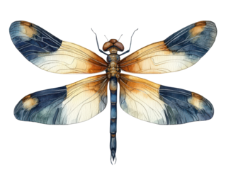 Colorful dragonfly, illustration transparent background.