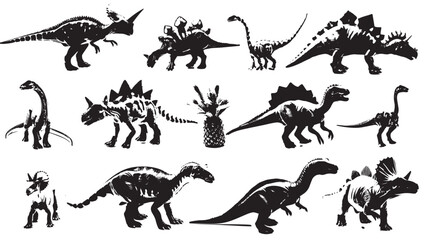 set of black and coloured dinosaurs