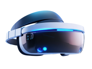 Virtual reality headset on transparent background.