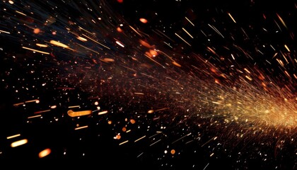 Sparks fly on a black background