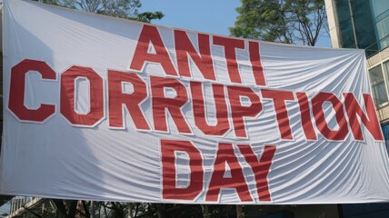 International anti corruption day banner for protest background Anticorruption day template banner
