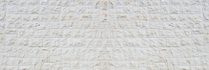 Panoramic white textured brick wall background