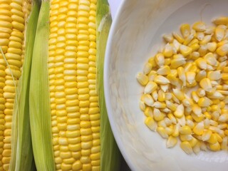 Close up of yellow sweetcorn seed