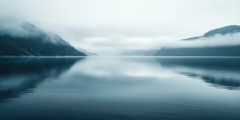 Obraz premium A serene lake surrounded by majestic mountains, perfect for a peaceful retreat or outdoor adventure