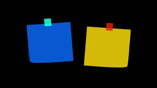 Sticky note reminder. Post it. Paper note. Adhesives note. Desk Essentials with Notes and Paper Clips or Organized Workspace with Paper Notes and Clips. Organized notes secured with paper clips.