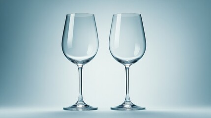 Elegant Wine Glasses on a Soft Blue Background