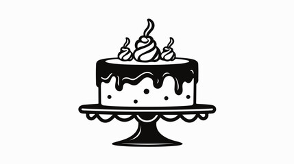 Black and white flat illustration cake. Cooking. Dessert.