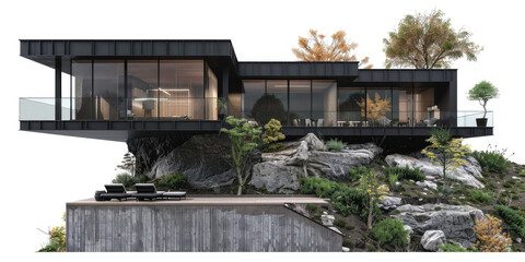 Fototapeta premium Modern Villa with Isolated Background Transparent