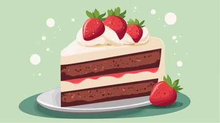 Flat illustration cake. Cooking. Dessert.